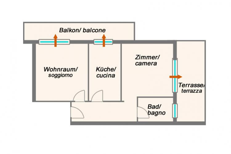 Schizzo dell'appartamento di Merano